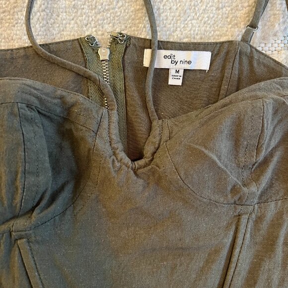 Olive Green Linen Halter Cami Strap Corset, in size M - Picture 5 of 5